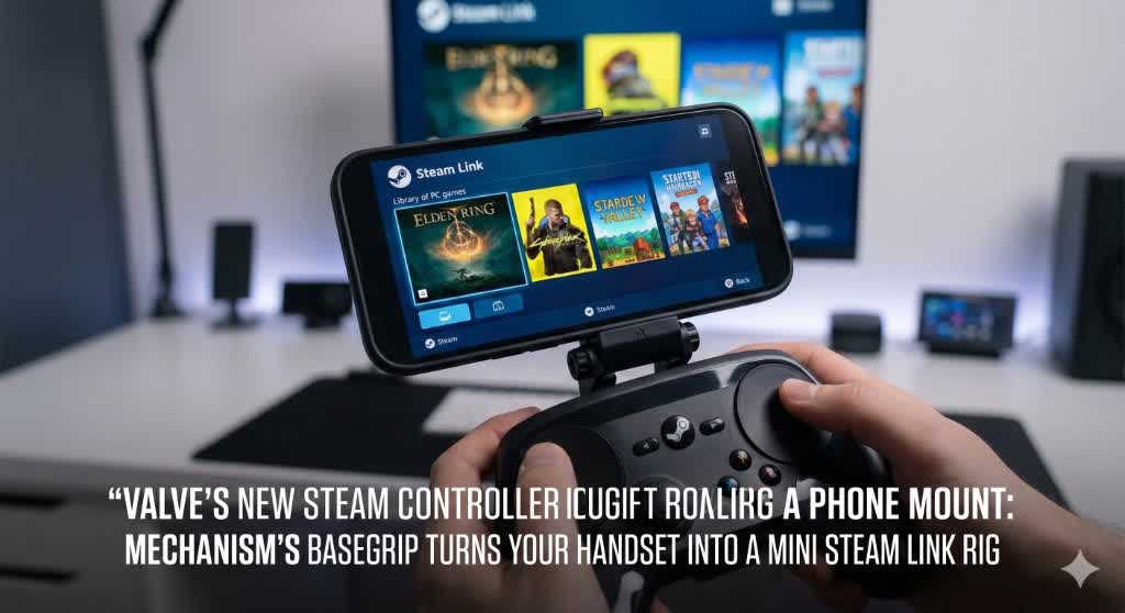 Valve’s new Steam Controller including a phone mount: Mechanism’s Basegrip turns your handset into a mini Steam Link rig
