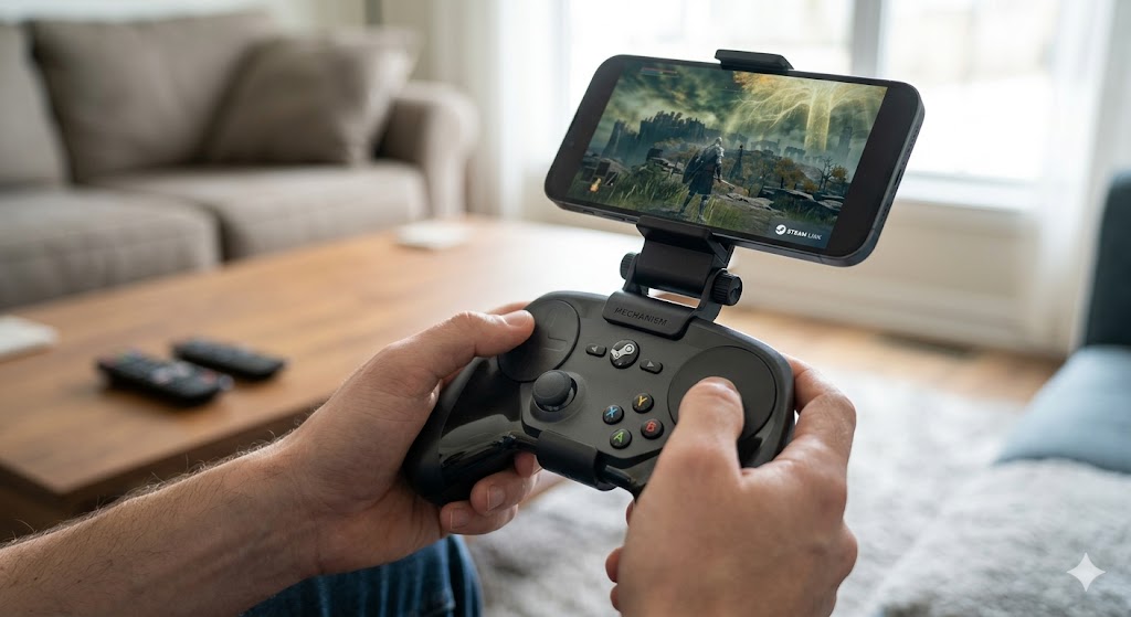 Mechanism launches a $9 Steam Controller Basegrip for phone-mounted Steam Link play