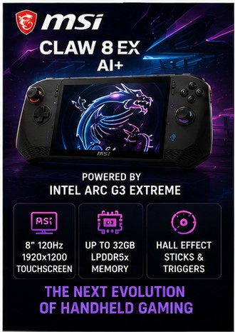 MSI Claw 8 EX AI Plus shows Intel’s Arc G3 Extreme handheld push is real