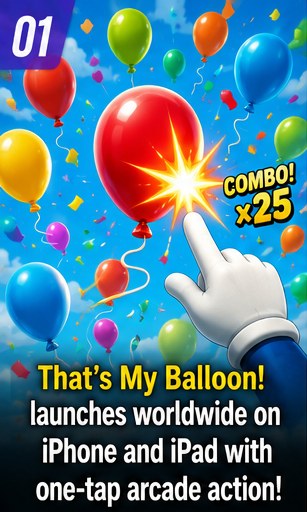 That's My Balloon! launches worldwide on iPhone and iPad with one-tap arcade action