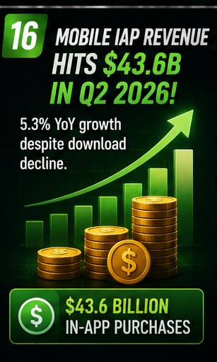 Global mobile in-app purchase revenue reaches $43.6 billion in Q2 2026