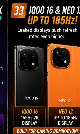 iQOO 16 and Neo 12 leaks suggest refresh rates could climb as high as 185Hz