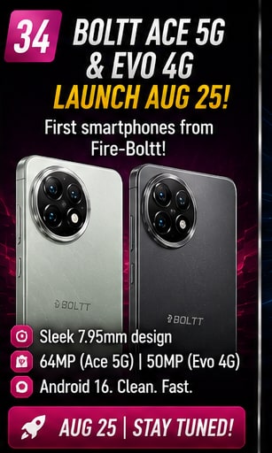 Boltt prepares first smartphones for August 25 with Ace 5G and Evo 4G