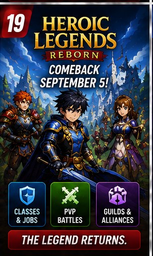 Heroic Legends Reborn continues countdown toward September 5 mobile MMO revival