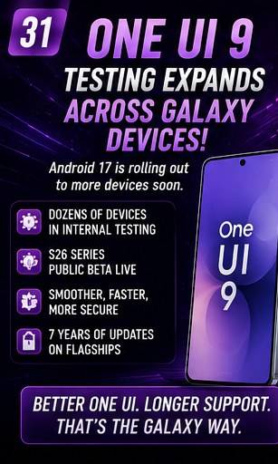One UI 9 testing expands across dozens of Galaxy devices as Android 17 rollout accelerates