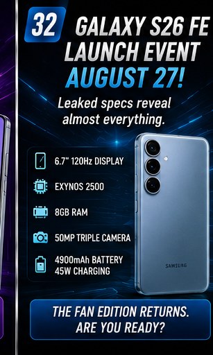 Samsung's August 27 Galaxy event looms as Galaxy S26 FE leaks reveal almost everything