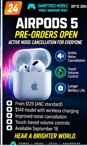 AirPods 5 pre-orders open as Apple lowers the entry point for ANC