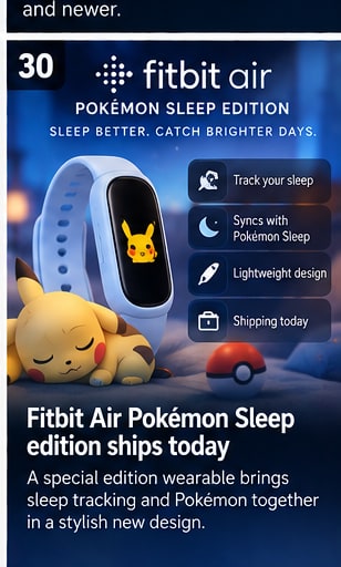 Fitbit Air Pokémon Sleep edition begins shipping today