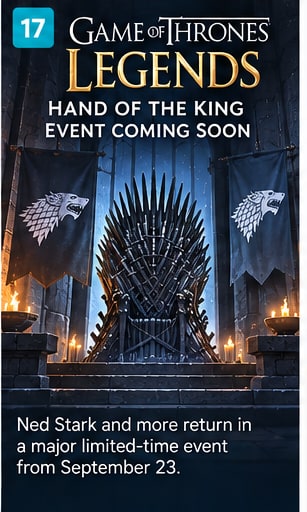 Game of Thrones: Legends Prepares Hand of the King Stark Reunion Event