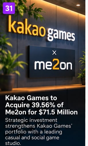 Kakao Games Moves to Acquire 39.56% of Me2on for $71.5 Million