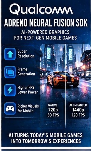 Qualcomm opens Adreno Neural Fusion SDK to make AI-generated pixels part of everyday mobile gaming