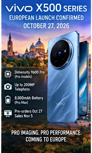 Vivo X500 series gets an October 27 European launch date after its China debut