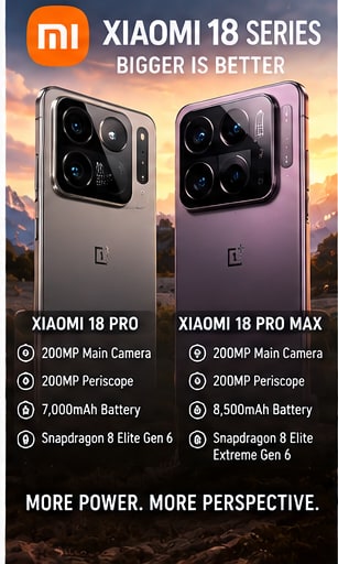 Xiaomi 18 Pro and 18 Pro Max take the stage with dual 200MP cameras and batteries up to 8,500mAh