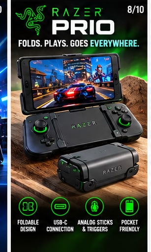 Razer Prio Tries to Solve Mobile Controllers' Biggest Problem by Folding in Half