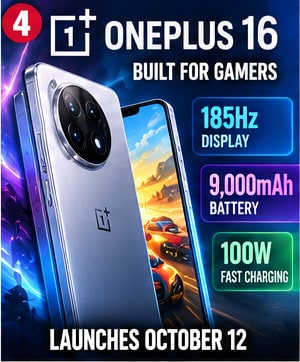 OnePlus 16 Confirms 185Hz Gaming Display and Enormous 9000mAh Battery