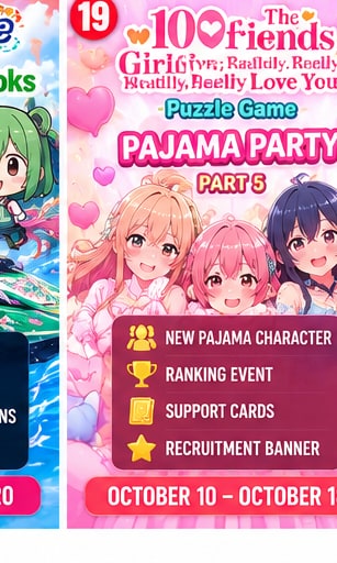 100 Girlfriends Puzzle Game Begins Another Pajama Party Event in Japan