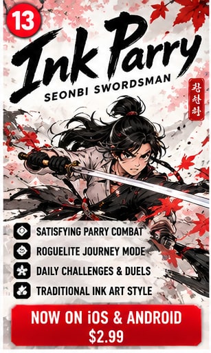 Ink Parry Seonbi Swordsman Brings Korean Brushstroke Combat to Mobile for $2.99