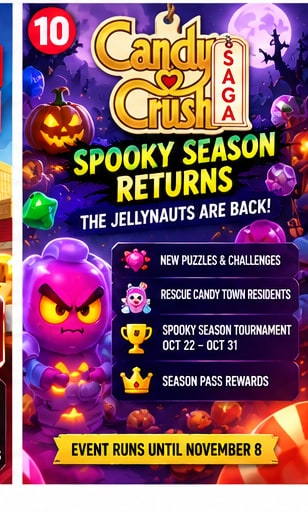 Candy Crush Saga Brings Back the Jellynauts for Halloween With New Tournament and Seasonal Rewards