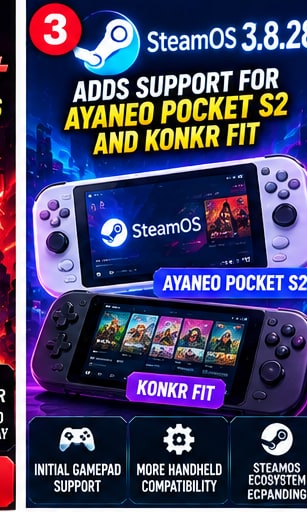 SteamOS 3.8.28 Adds Initial Support for Ayaneo Pocket S2 and Konkr Fit Handhelds